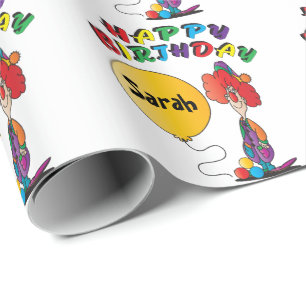 Grattis på födelsedagen personifierar clownen presentpapper