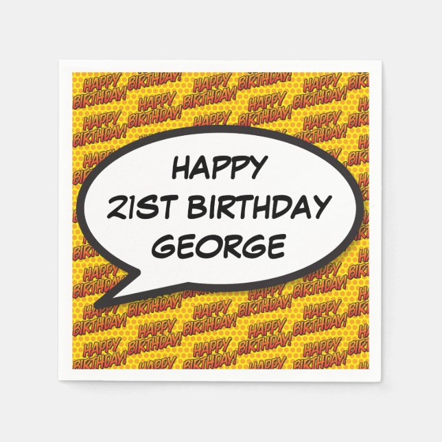 GRATTIS PÅ FÖDELSEDAGEN Personlig Roligt Tal Bubbl Pappersservett (Framsidan)