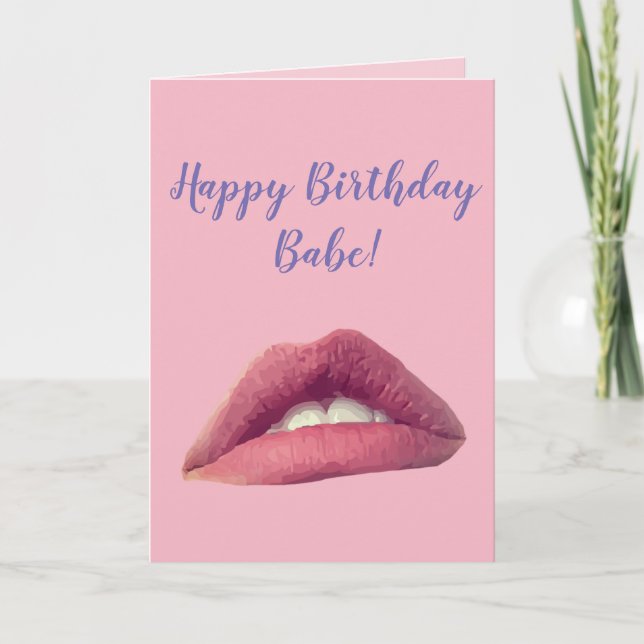 Grattis på födelsedagen Personlig rosa Läppar Card Kort (Framsida)