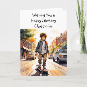 Grattis på födelsedagen Personlig Skateboarder Kort