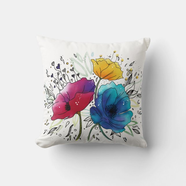 Grattis på födelsedagen!Personligens vattenfärgsde Kudde (Framsida)