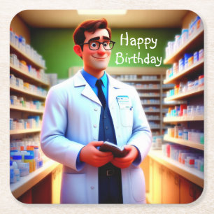 Grattis på födelsedagen Pharmacist Underlägg Papper Kvadrat