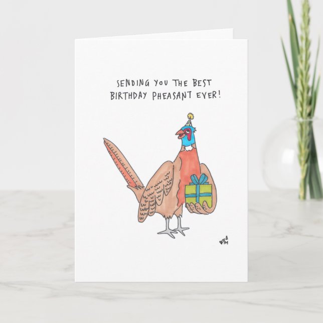 Grattis på födelsedagen Pheasant-fågelkort Tack Kort (Framsida)