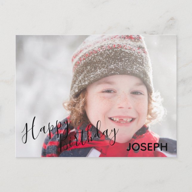 Grattis på födelsedagen Photo Blue Camo - födelsed Inbjudan Vykort (Framsida)