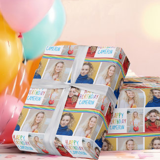 Grattis på födelsedagen Photo Collage Beval Rainbo Presentpapper