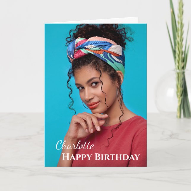 Grattis på födelsedagen Photo Elegant Modern perso Kort (Framsida)