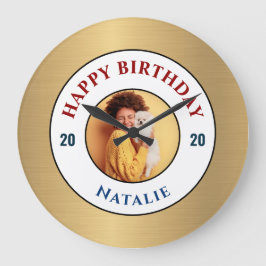 Grattis på födelsedagen Photo Guld Elegant Persona Stor Klocka