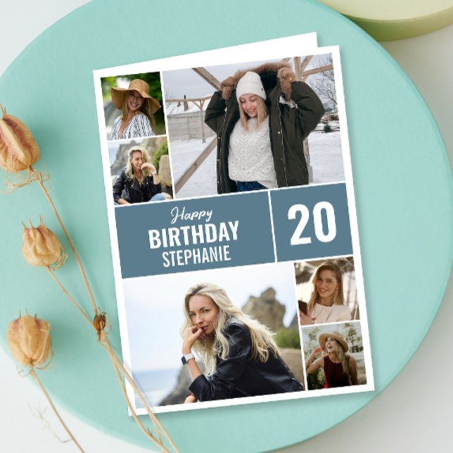 Grattis på födelsedagen Photo | Kollage Foldad Häl Kort (Personalize the collage birthday greeting card to create a special keepsake for your loved one!)