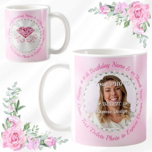 Grattis på födelsedagen Photo Mugg eller ANY YEAR  (These pretty coffee mugs are affordable birthday gifts for mom or wife. Birthday mugs for Her.)