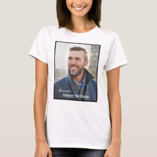 Grattis på födelsedagen Photo Namn Text Anpassning T Shirt