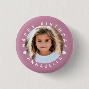 Grattis på födelsedagen Photo och Namn Badge Knapp