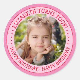 GRATTIS PÅ FÖDELSEDAGEN Photo Sticker Runt Klistermärke