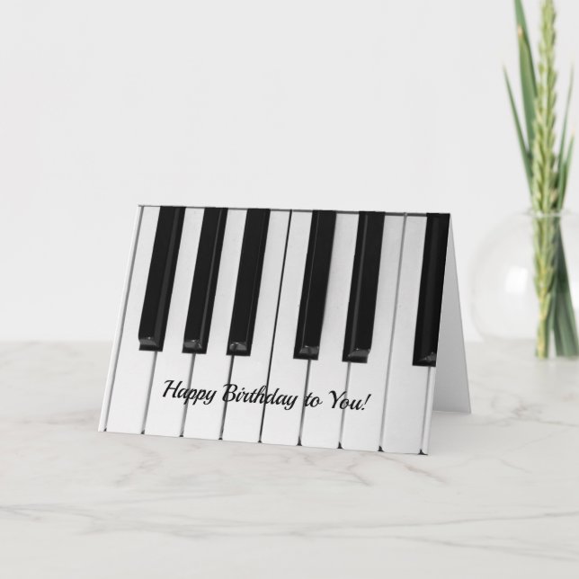 Grattis på födelsedagen piano nycklar musikkort kort (Framsida)