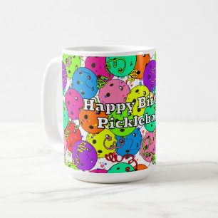 Grattis på födelsedagen Pickleball Balloons Confet Kaffemugg