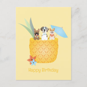 Grattis på födelsedagen Pina Colada Pineapple Dogs Vykort