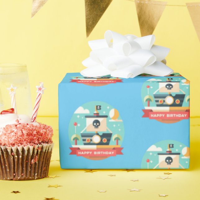 Grattis på födelsedagen Pirat Äventyr Presentpapper (Födelsedagsfest)