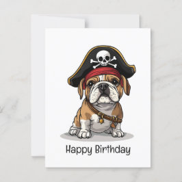 Grattis på födelsedagen Pirat Engelsk Bulldogg Ska Vykort