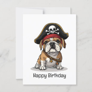 Grattis på födelsedagen Pirat Engelsk Bulldogg Ska Vykort