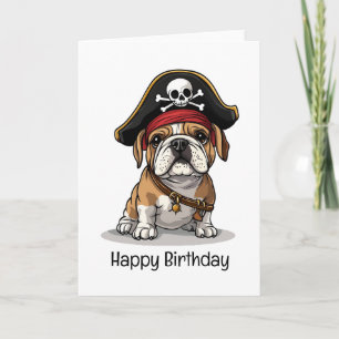 Grattis på födelsedagen Pirat English Bulldog Skul Kort