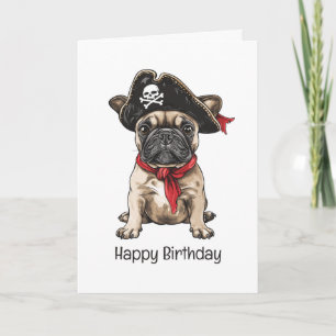 Grattis på födelsedagen Pirat Fransk Bulldog Kort