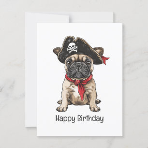 Grattis på födelsedagen Pirat Fransk Bulldog Vykort