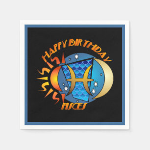 Grattis på födelsedagen Pisces Zodiac Birth Sign N Pappersservett