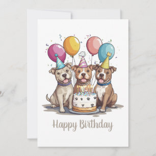 Grattis på födelsedagen Pit Bull Dogs Kort