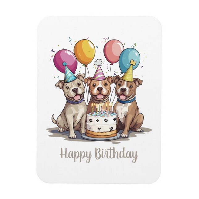 Grattis på födelsedagen Pit Bull Dogs Magnet (Vertikal)