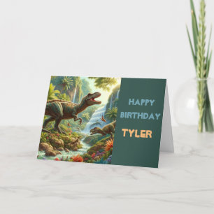 Grattis på födelsedagen pojkar dinosaurier kort