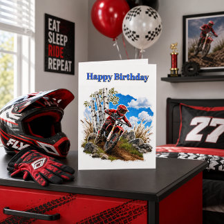 Grattis på födelsedagen Pojkar Dirt Bike Motocross Kort