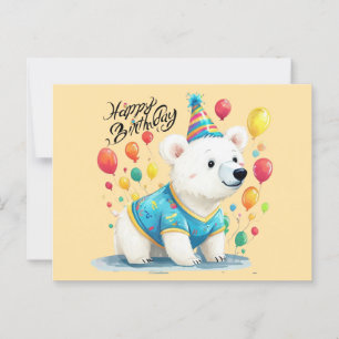 Grattis på födelsedagen Polar Bear Ballonger Party Vykort