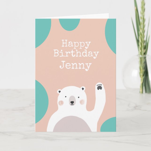 Grattis på födelsedagen Polar Bear Helgkort (Framsida)