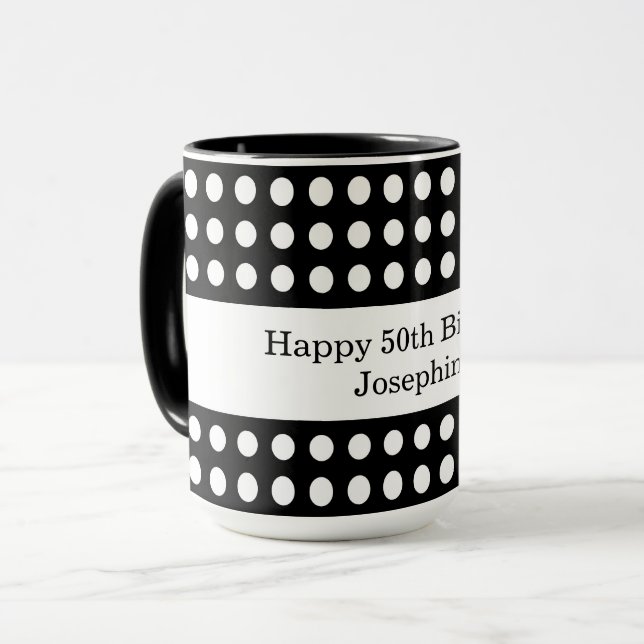 Grattis på födelsedagen Polka Dot Mugg (Framsida vänster)