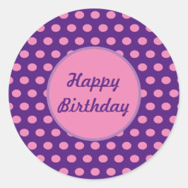 Grattis på födelsedagen Polka Dot Round Stickers ( Runt Klistermärke