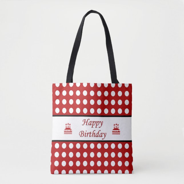 Grattis på födelsedagen Polka Dot Tygkasse (Framsida)