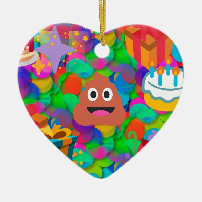 grattis på födelsedagen poop emoji julgransprydnad keramik (Framsidan)