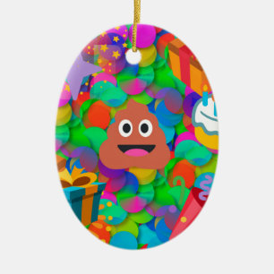 grattis på födelsedagen poop emoji julgransprydnad keramik