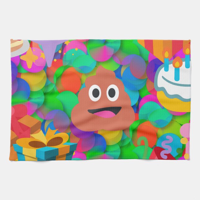 grattis på födelsedagen poop emoji kökshandduk (Horisontell)
