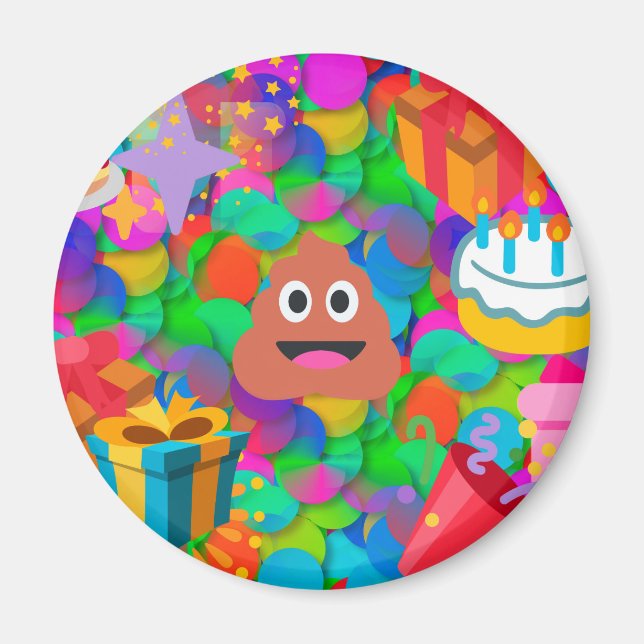 grattis på födelsedagen poop emoji magnet (Framsidan)