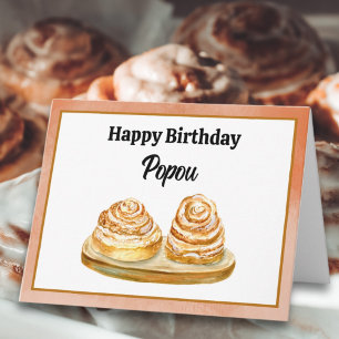 Grattis på födelsedagen Popou Akvarell Kanelbullar Kort
