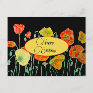 Grattis på födelsedagen Poppy blommande Röd Gul Po Vykort