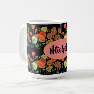 grattis på födelsedagen Poppy blommigt Orange da Kaffemugg