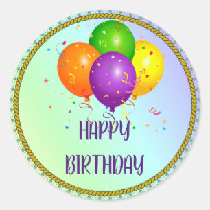 Grattis på födelsedagen, populär design, runt klistermärke