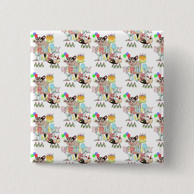 Grattis på födelsedagen Possum Cake Surprise Butto Knapp (Framsida)