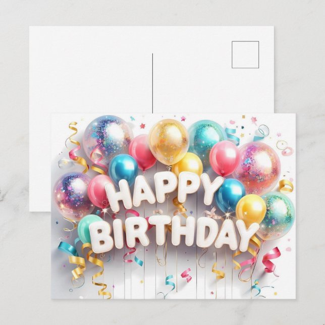 Grattis på födelsedagen postkort, bulk, prisvärda vykort (Fram/baksida)