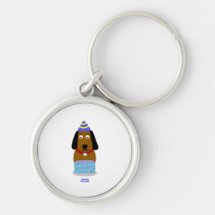 Grattis på födelsedagen Premium Round Keychain Val Rund Silverfärgad Nyckelring