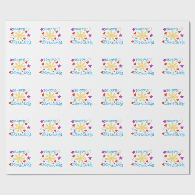Grattis på födelsedagen! presentpapper (Platt)