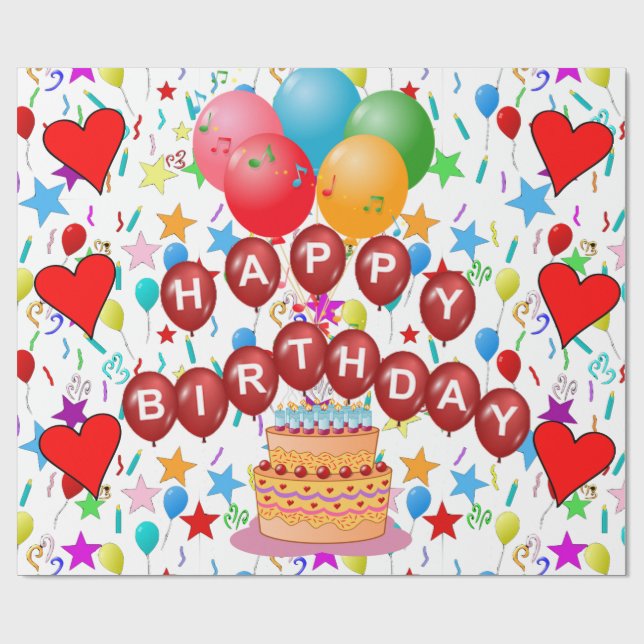 Grattis på födelsedagen! presentpapper (Platt)