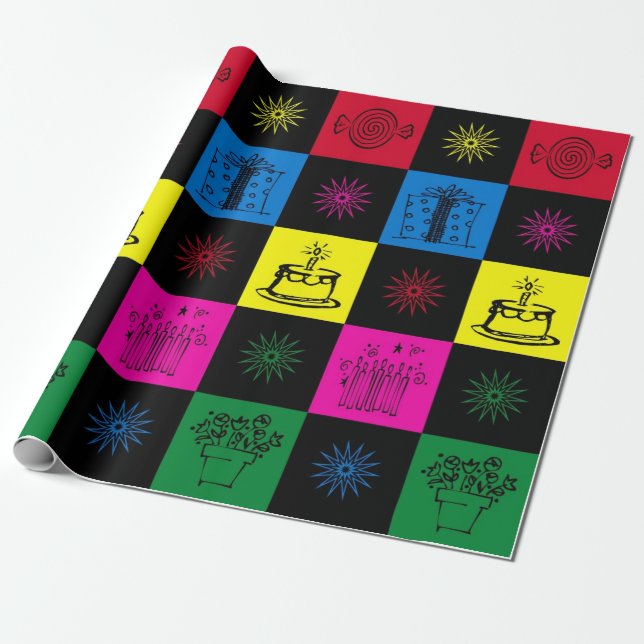 Grattis på födelsedagen presentpapper (Utrullad)