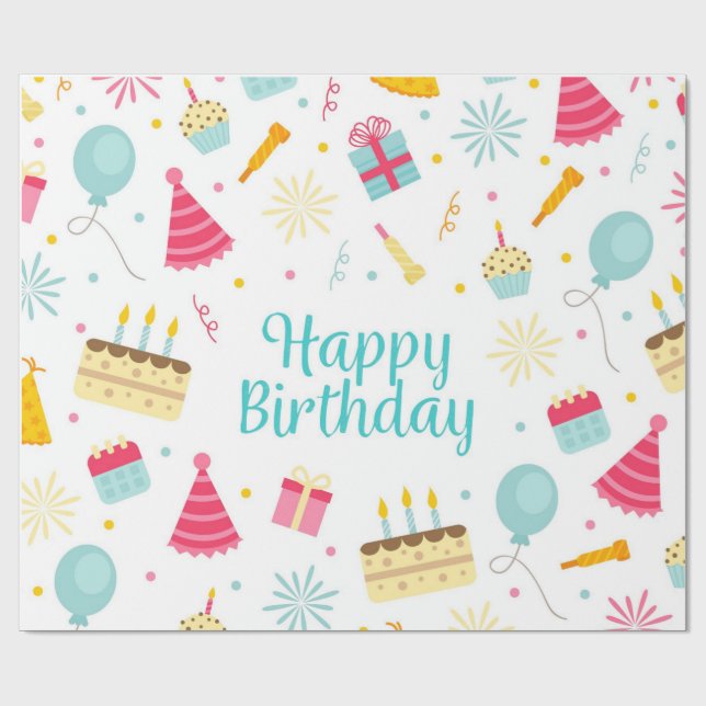 Grattis på födelsedagen presentpapper (Platt)